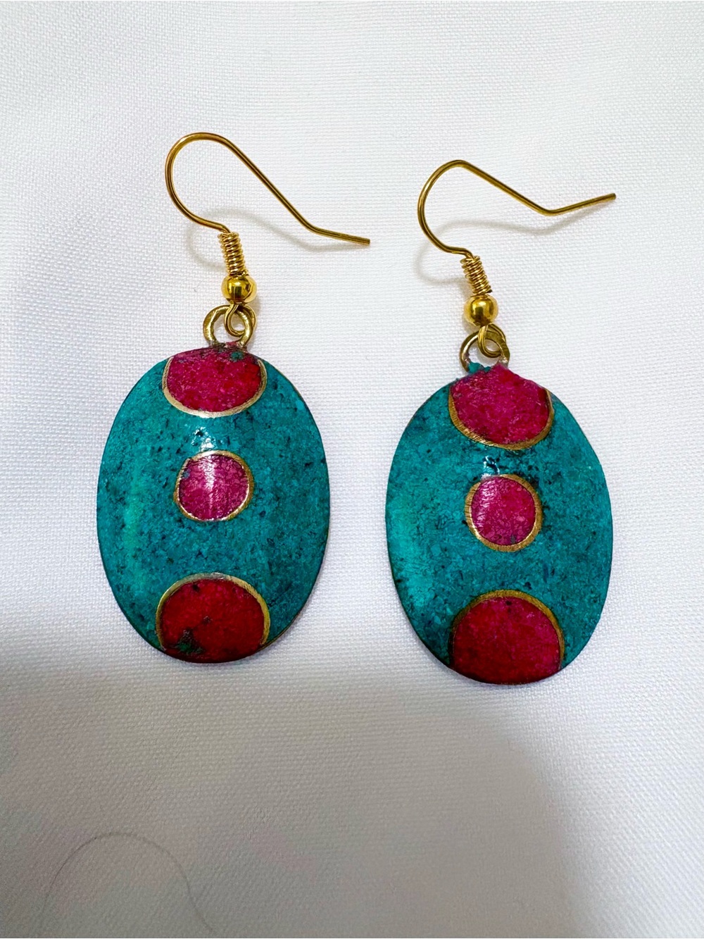 Handmade multi color brass Earrings